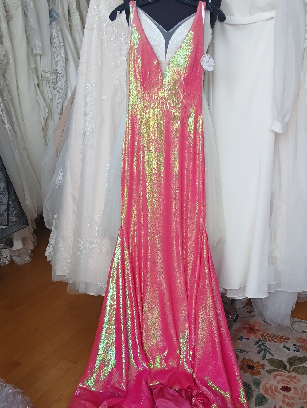 Pink Iridescent Sequin Evening Gown Size 2
